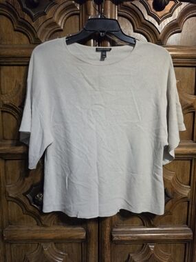 Eileen Fisher Light Cream Short-Sleeve Knit Top